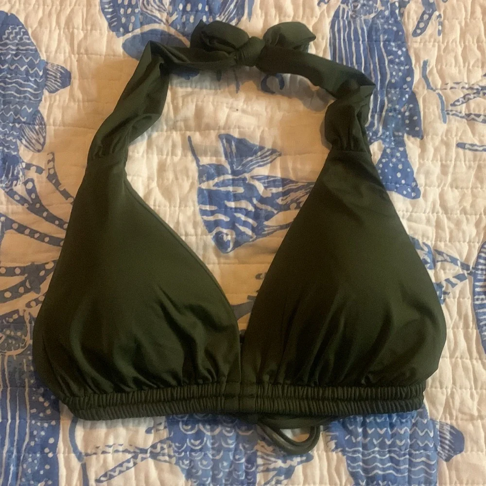 Becca by Rebecca Virtue Olive Green  Code High Neck Bikini Top Size D new no tag - Picture 3 of 9